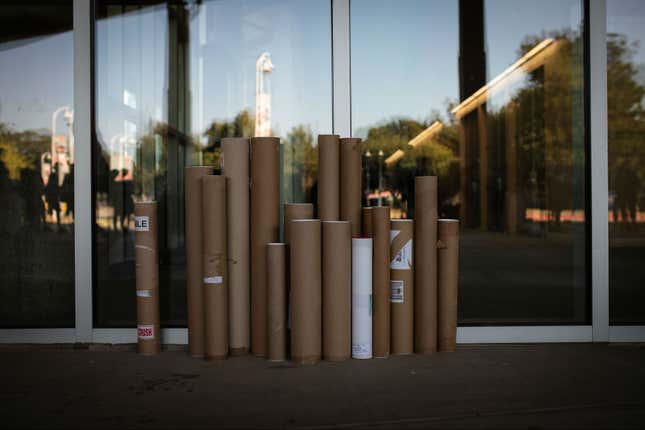 Poster tubes of all shapes and sizes.