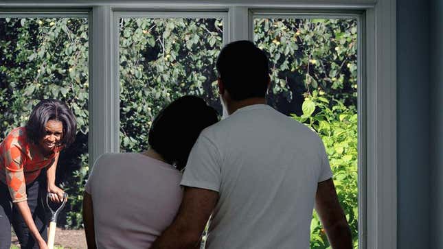 Image for article titled Area Family Awakes To Find Michelle Obama Tending Backyard Garden