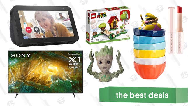 Image for article titled Monday&#39;s Best Deals: Sony 55&quot; 4K Smart TV, LEGO Super Mario Sets, Echo Show 5, Fenty Beauty Lipstick, Sweese Dishes, Baby Groot Succulent Planters, and More