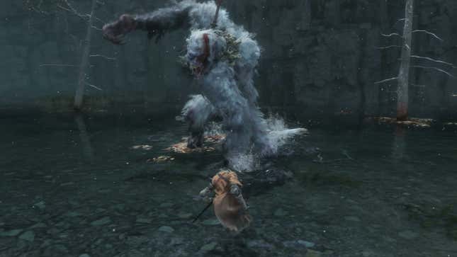 Image for article titled Sekiro&#39;s Smartest Boss Fight Is Against A Giant, Poop-Throwing Ape
