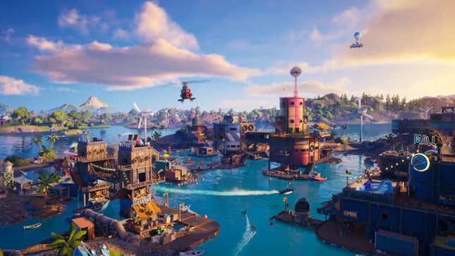 Fortnite’s latest season updated the map by flooding most of it, but keeping a convenient place to stream Chris Nolan movies, apparently.