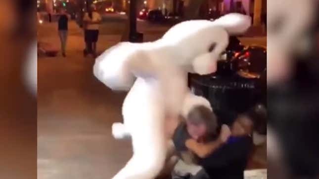 Image for article titled Bruh, Rabbit? Easter Bunny Puts Paws on Florida Man Attacking Black Woman