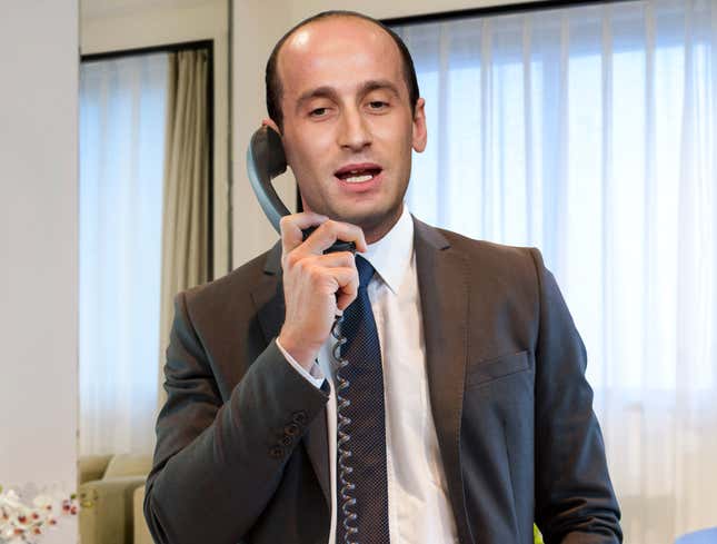 Image for article titled Stephen Miller Spends Entire Honeymoon In Hotel Room Calling ICE On Cleaning Staff