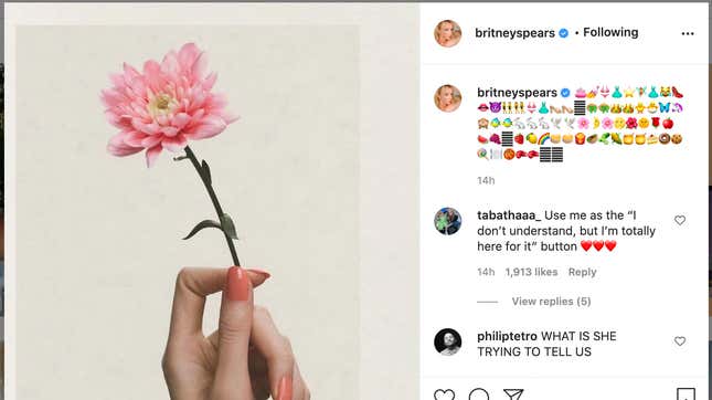 Image for article titled Let&#39;s Look at Britney Spears&#39;s Instagram for Just One Moment