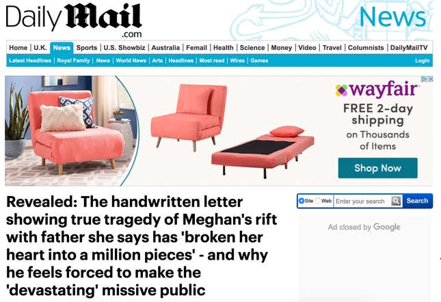Image for article titled 'There Is a Human Cost': The Sussexes File Suit Against the Daily Mail; Harry Issues a Statement on the 'Ruthless Campaign' Against Meghan
