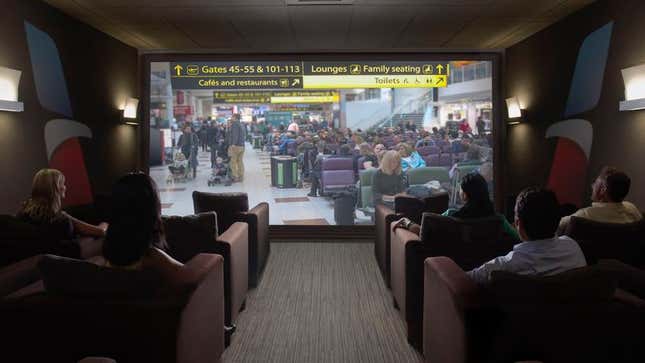 Image for article titled American Airlines Admirals Club Installs Two-Way Mirror For Members To Enjoy Misery Of Passengers In Gate Waiting Area