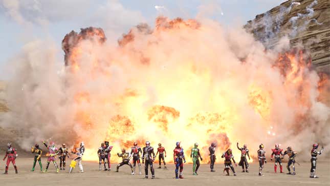 Our Kamen Riders do love a big explosion in a quarry.
