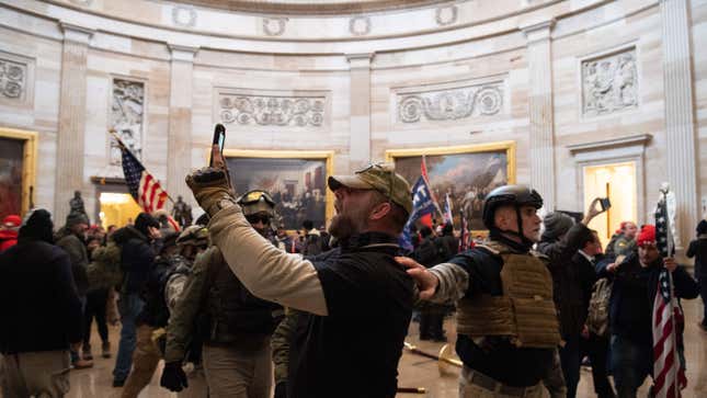 Extremists in the U.S. Capitol building after overrunning police.