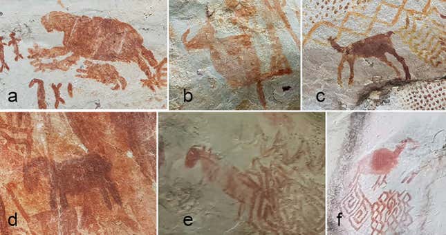 Imagen para el artículo titulado Hallan miles de pinturas rupestres con animales extintos de la edad de hielo en mitad de la selva amazónica