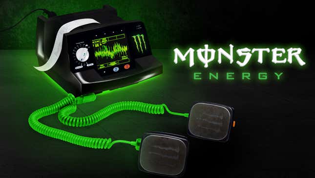 Image for article titled New Monster Energy Defibrillator Touts 1,200 Volts Delivered Straight To Heart