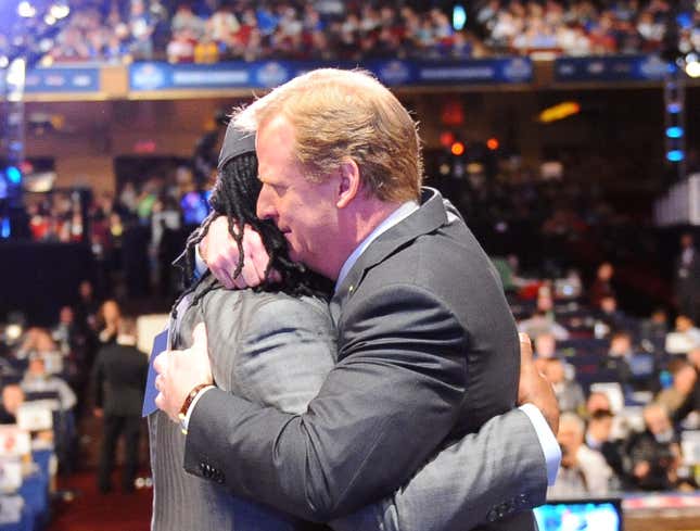 Image for article titled ‘If You Cross Me I Will End You,’ Goodell Whispers Into Ear Of Every Draft Pick