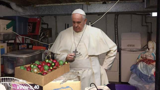 Pope Francis says he can’t find “the goddamn camel” anywhere.