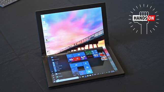 Image for article titled Forget Foldable Phones, Lenovo&#39;s Prototype Bendy Screen Laptop Looks Sick