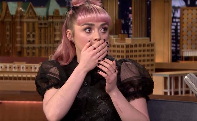 Imagen para el artículo titulado Maisie Williams casi nos causa un infarto con una broma sobre el final de Juego de Tronos