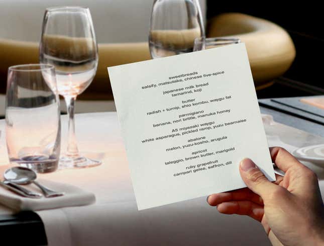 Image for article titled Restaurant Expensive Enough That Menu Just Single Sheet Of Really Nice Paper