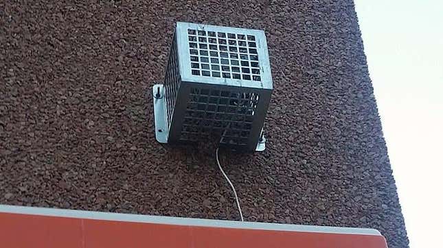 A Mosquito noise device mounted on a 7/11 convenience store in Philadelphia, 2018.