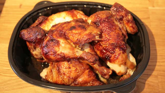 rotisserie chicken in container