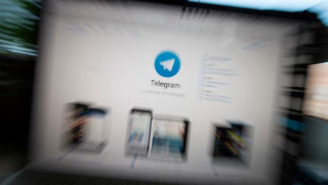 The logo of encrypted messaging app Telegram, one of the services targeted by Russian internet regulator Roskomnadzor.