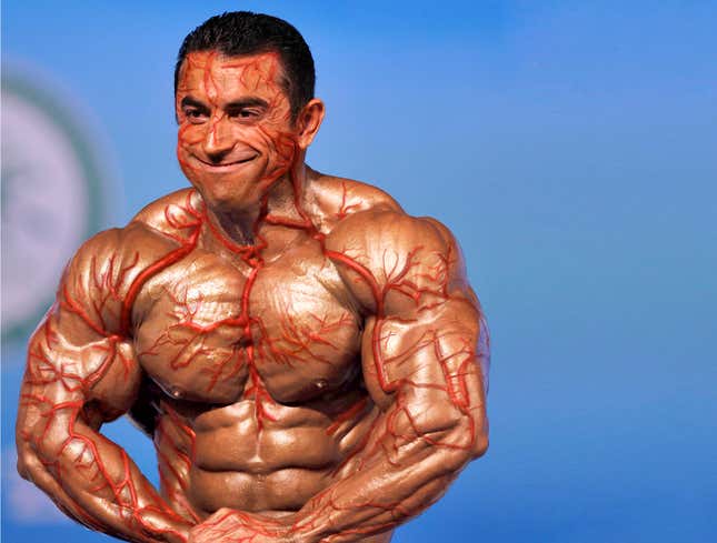 Image for article titled Bodybuilder&#39;s Veins Now Outside Of His Skin