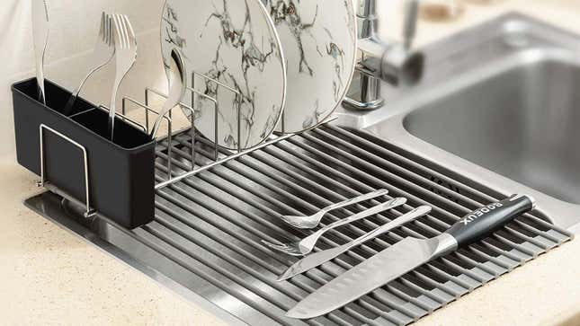 iPEGTOP Roll-Up Dish Drying Rack and Utensil Dishware Holders | $20 | Amazon