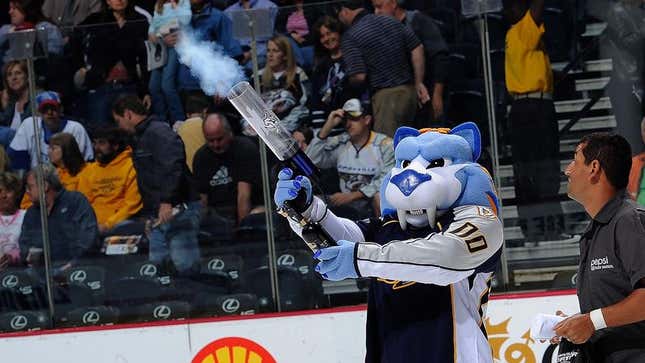 Image for article titled Awesome T-Shirt Cannon Party Interrupted By Nashville Predators Game