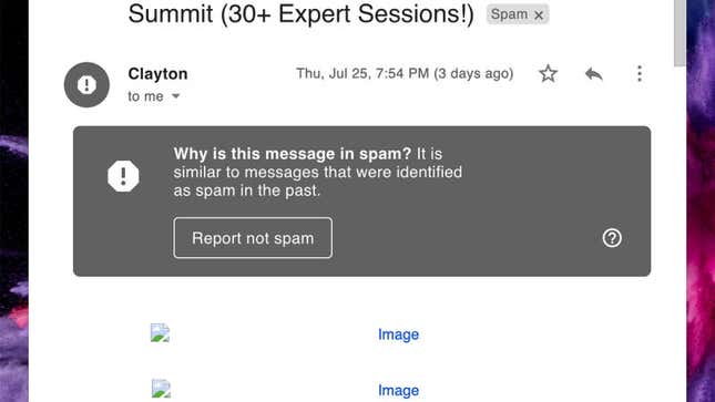 Marca siempre qué es spam y qué no.
Foto: Gizmodo
