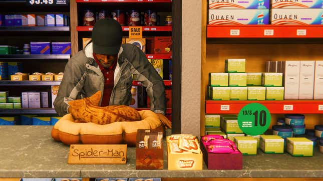 New York City owners keep cats around to prevent rodent infestations. Here, Spider-Man is hard at work.