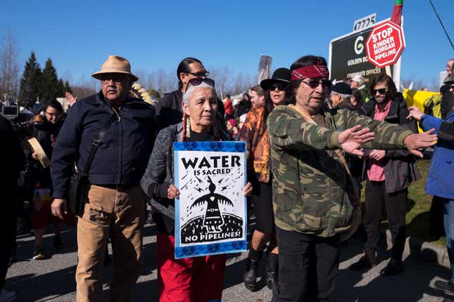 First Nations’ leaders at the head of the March 10 march.