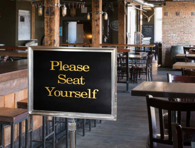 Image for article titled Restaurant Hostess Loses Job To ‘Please Seat Yourself’ Sign