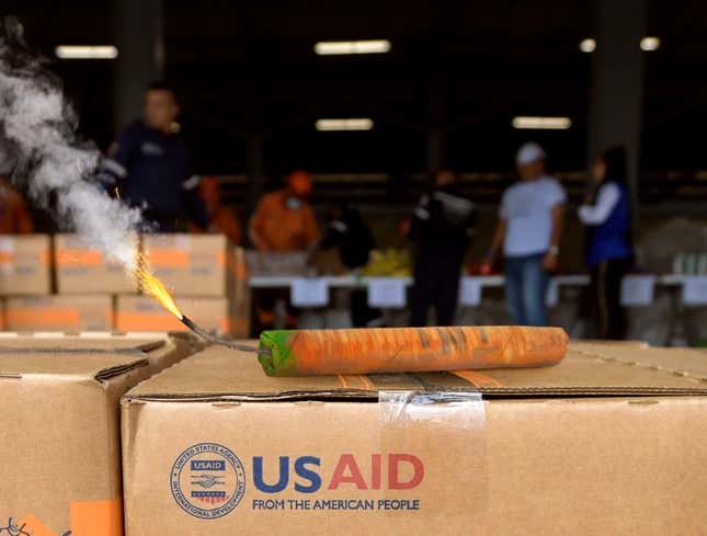 Image for article titled U.S. Aid To Venezuela Just Lit Stick Of Dynamite Painted To Look Like Carrot