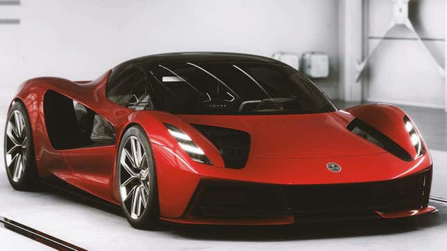 The Lotus Evija, from which the new sports car will “take design cues.”