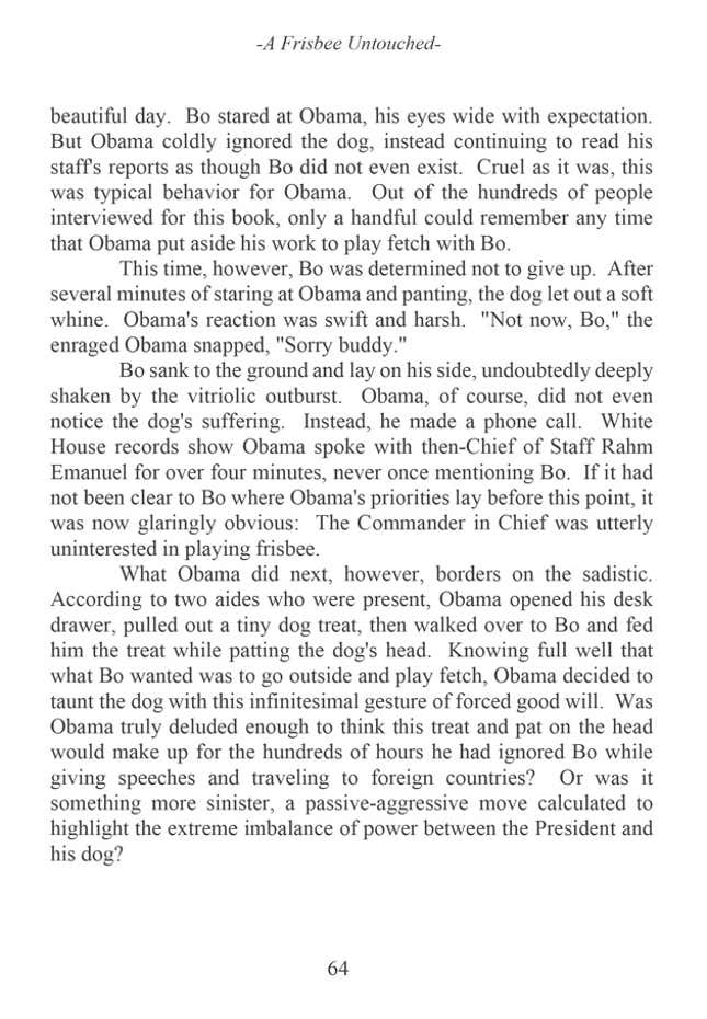 Image for article titled An Excerpt From 'Refusal To Play': An In Depth Look Into Obama's Distant Relationship With His Dog