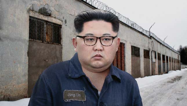 Image for article titled Kim Jong-Un Thrown Into Labor Camp For Attempting To Cross Border Into South Korea