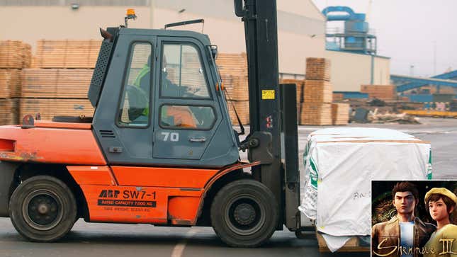 Image for article titled Awesome Tie-In: Thousands Of Dock Workers Across America Have Been Driving Forklifts As An Apparent Shadow Promotion For ‘Shenmue 3’