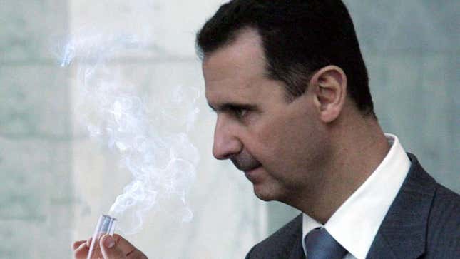 Image for article titled Bashar Al-Assad Tries Tiny Bit Of Sarin Gas On Self To See What It’s Like