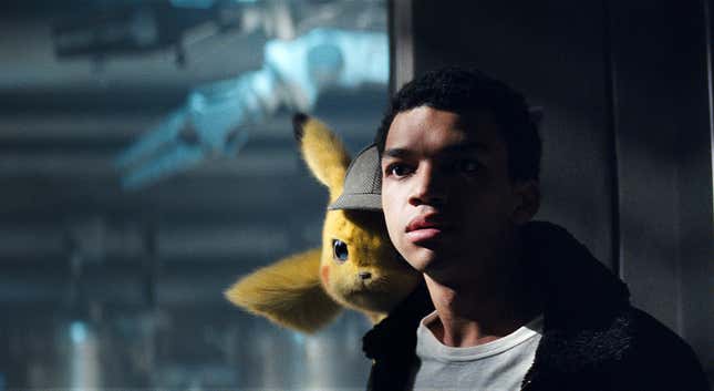 Tim Goodman (Justice Smith) with Pikachu.