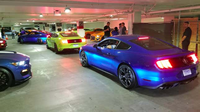 Image for article titled Ford Stuffed 20,000 HP Worth Of Ford Mustangs Into An Echoey LA Parking Garage And The Sound Was Unbelievable