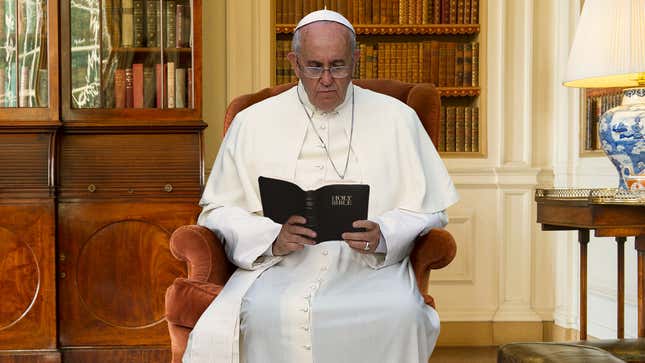 Image for article titled Pope Francis Finally Close To Finishing Bible
