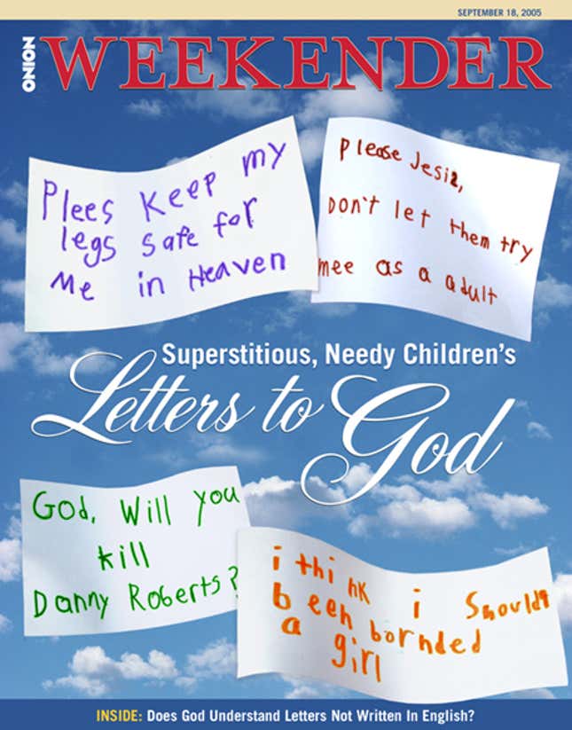 Image for article titled Superstitious, Needy Children&#39;s Letters To God