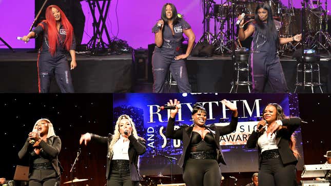 SWV, top, perform onstage during Finding Ashley Stewart 2018 on September 15, 2018; Xscape performs onstage at the 31st Annual ASCAP Rhythm &amp; Soul Music Awards on June 21, 2018.