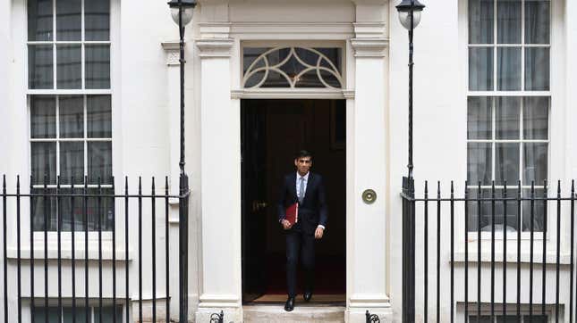 Chancellor of the Exchequer, Rishi Sunak, leaves number 11, Downing Street on July 8, 2020 in London