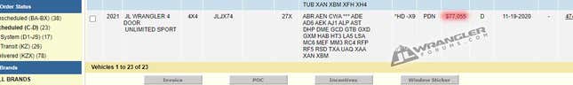 Image for article titled Updated Order Form Shows 2021 Jeep Wrangler 392 Priced At A Whopping $77,055