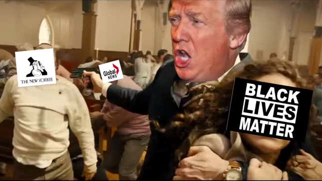 Image for article titled Video of President Executing Media in Mock Church Shooting Shown at Trump Resort