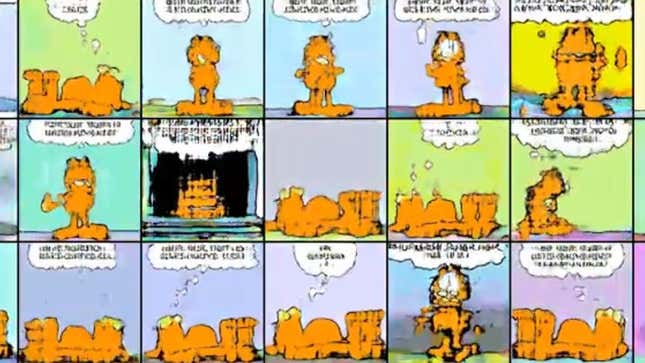 Image for article titled Garfield shit-posting evolves into exciting, disturbing new form thanks to AI