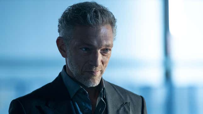 Serac (Vincent Cassel) doesn’t keep that smirk for long.