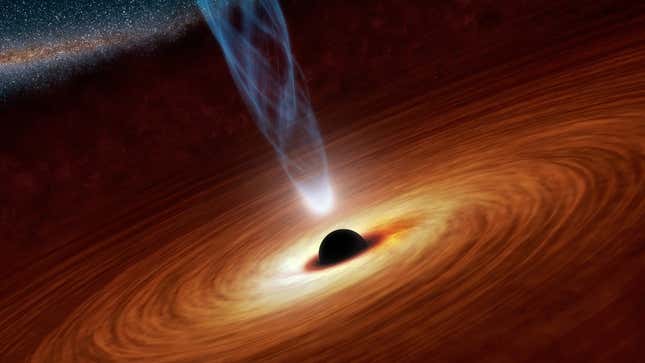 A spinning black hole in its accretion disk.