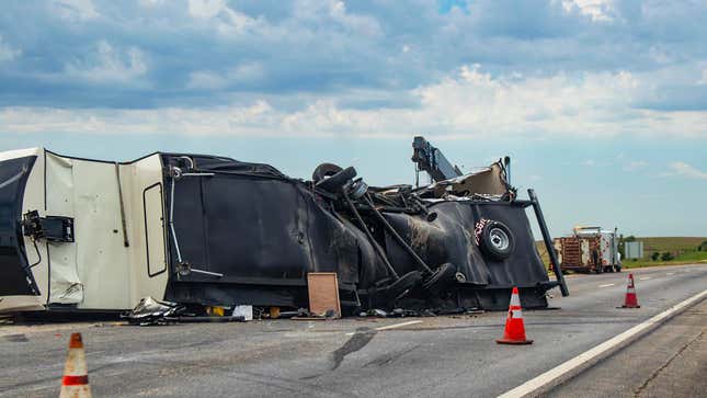 Image for article titled This month in overturned trucks: carrots, Nutella, orange juice
