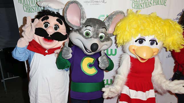 Pasqually P. Pieplate, Chuck E. Cheese, and Helen Henny at the 84th Annual Hollywood Christmas Parade in 2015