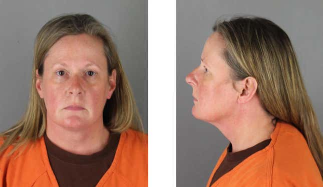 In this handout provided by the Hennepin County Sheriff’s Office, former Brooklyn Center Police Officer Kim Potter poses for a mugshot at the Hennepin County Jail on April 14, 2021 in Minneapolis, Minnesota. Potter, a 26-year police veteran, was charged with with second-degree manslaughter in the death 20-year-old Daunte Wright who she shot and killed following a traffic stop.