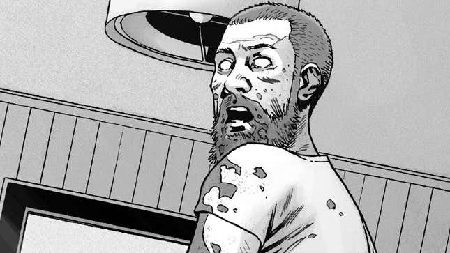 Carl is confronted by his zombie dad.